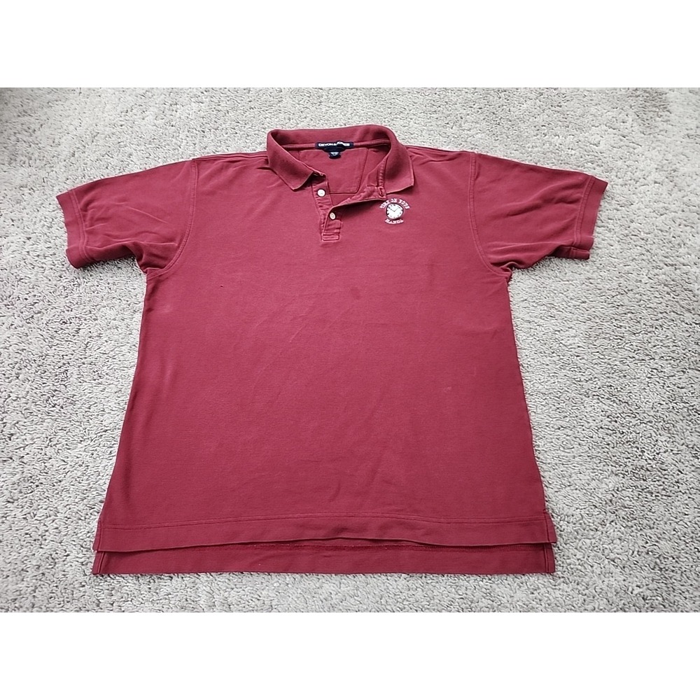 Devon & Jones Polo Shirt Mens XL Red "Time On Your Hands" Embroidered